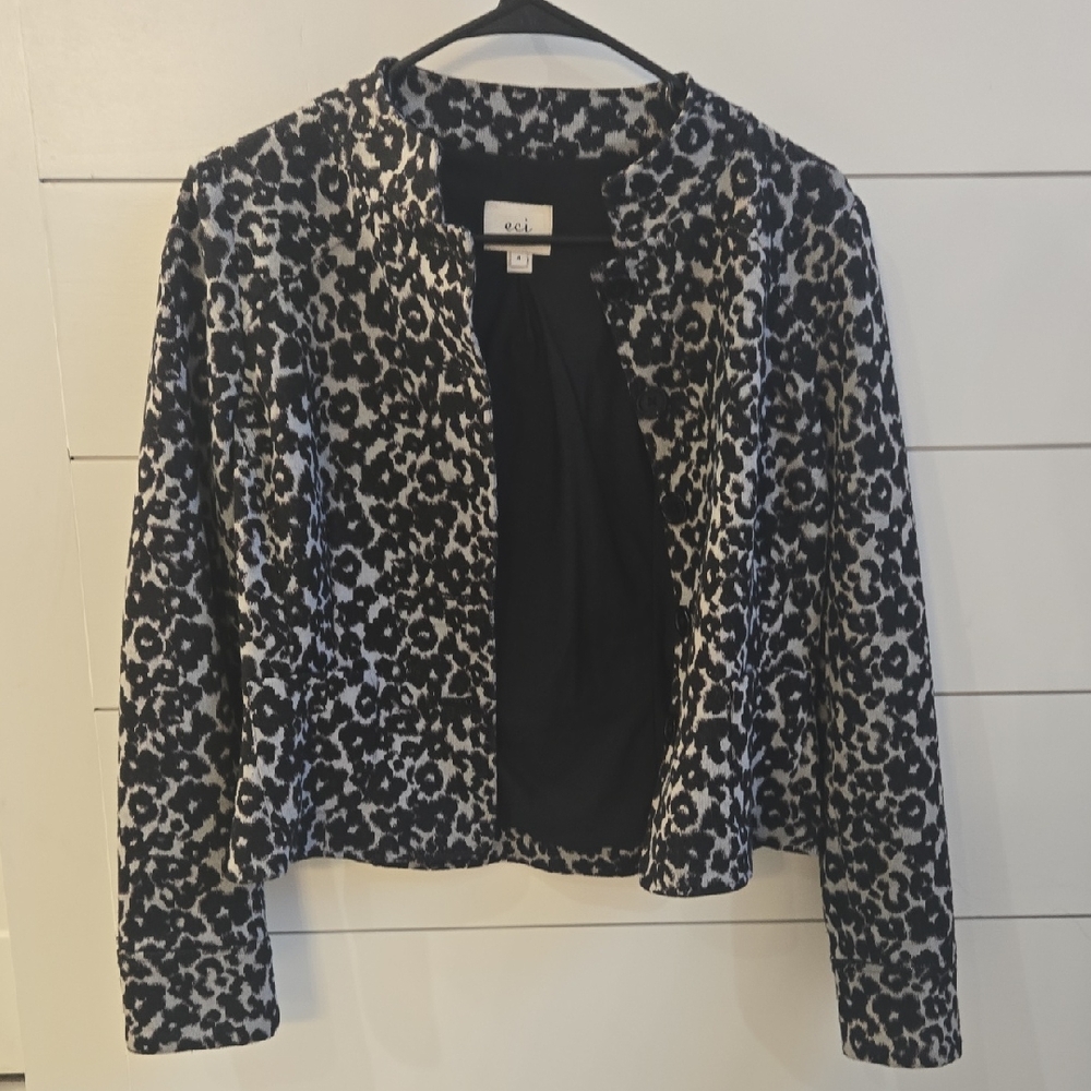 ECI Black and Grey Leopard Print Blazer